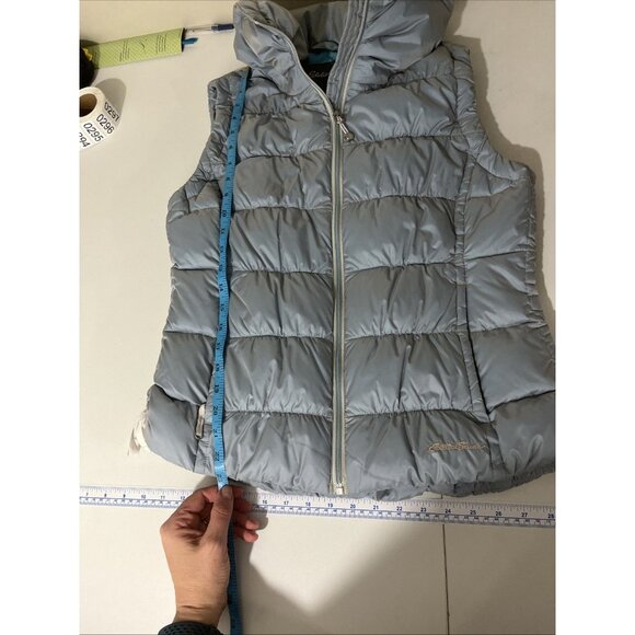 Eddie Bauer Grey-Blue Iridescent Quilted Goosedown Vest Women's Size M - Picture 9 of 10